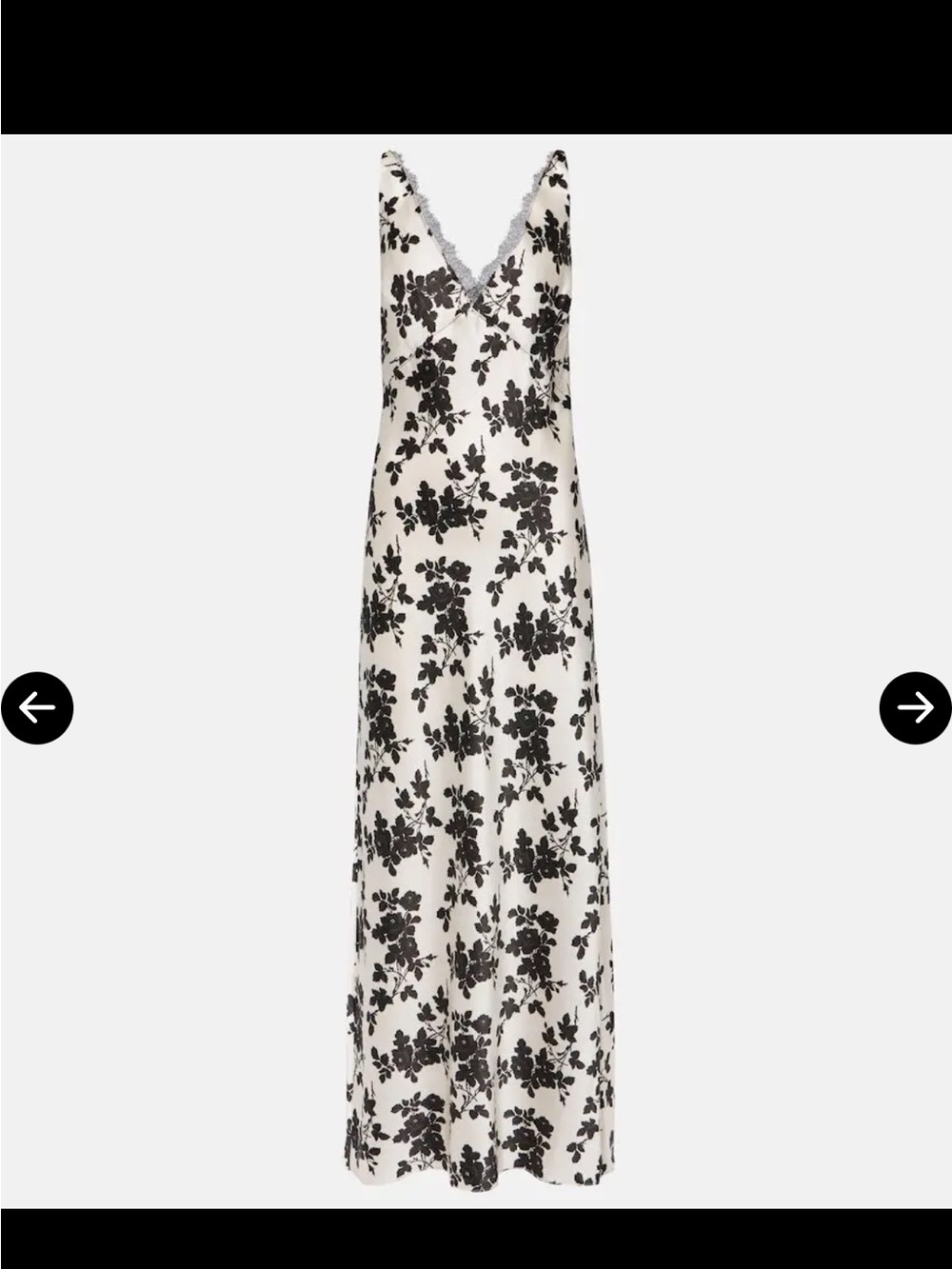 NWT $700 Veronica Beard Hamina Silk Floral Lace Trim Maxi Slip Dress Ivory Black